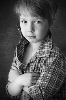 portrait of a beautiful boy on a brown background