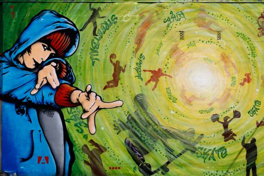 Colored background.Graffiti on a wall. Latvia, Ventspils