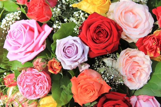 Mixed rose bouquet, big roses in bright colors