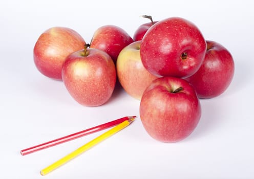 juicy red apples on a white background