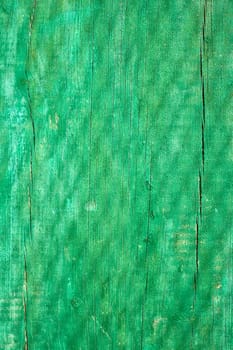 Shadow of grid on the old ragged wooden plank painted in green 