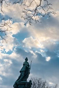 Catherine the second monument (Saint-Petersburg, Russia) top part with beautiful sky on background