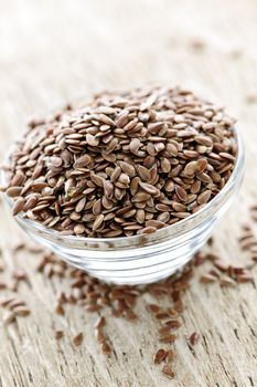 Bowl full of brown flax seed or linseed