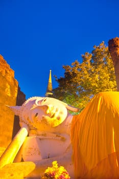 Big Golden Reclining Buddha, Wat Pho, Bangkok, Thailand.