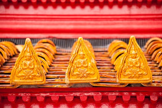 Buddha Statute Roof Wat Benjamaborphit, temple in Bangkok, Thailand