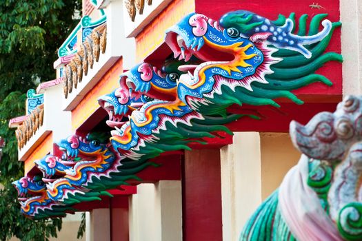 happy Chinese new year - chinese temple roof with dragon