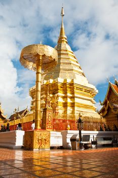 Gold details of temple platform