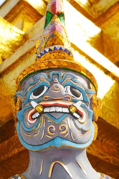 Giant face in Wat Phra Kaew in Bangkok,Thailand