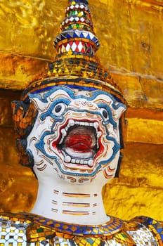 Giant face in Wat Phra Kaew in Bangkok,Thailand