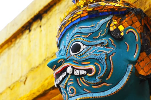 Giant face in Wat Phra Kaew in Bangkok,Thailand