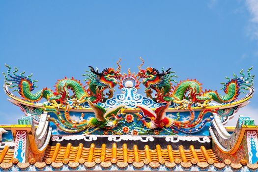 Traditional Chinese dragon in Chinese Temple