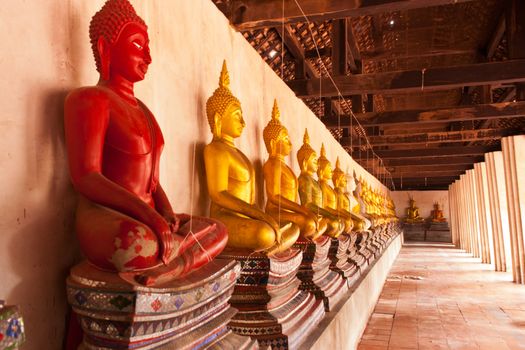 Red Statue Buddha in Wat Putthaisawan Temple, Ayutthaya , Thailand