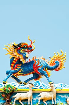 Chinese Lion in Chinese Temple