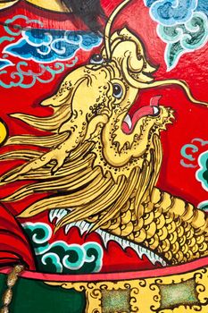 happy Chinese new year - chinese dragon painting at the door