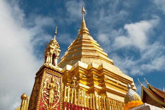 Gold details of temple platform