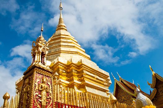 Gold details of temple platform