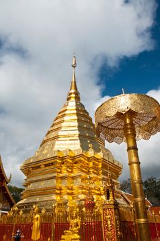 Gold details of temple platform