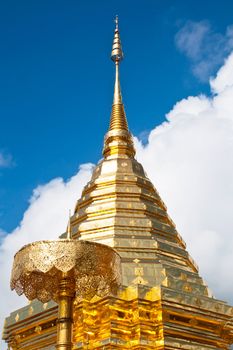 Gold details of temple platform