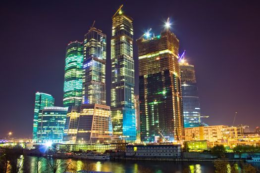 International Business Centre buildings at night