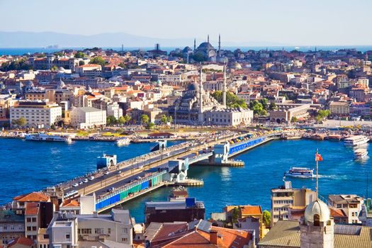 View from Galata tower to Golden Horn, Istanbul, Turkey