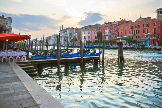 View of famous Grand Canal in the evening, Venice