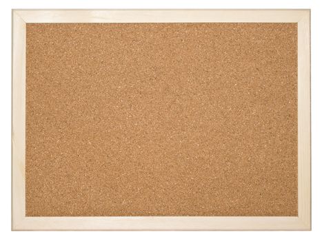 Empty cork memo board background isolated on white