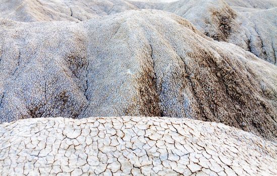 Cracked soil near the mud volcanoes in Buzau, Romania