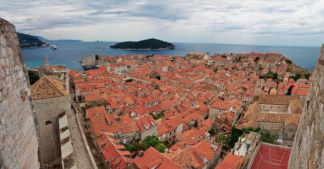 Panoramic HDR photo of the old city of Dubrovnik, Croatia