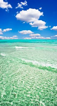 Clear sea and sandy beach La Cinta, Sardinia, Italy