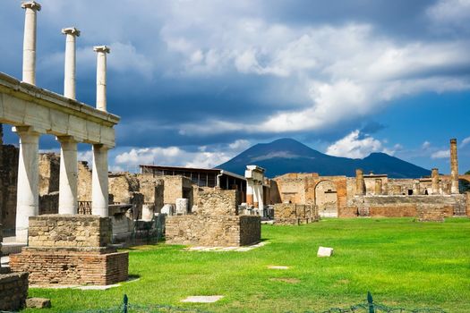 Roman Pompeii ruins after the eruption of Vesuvius, Italy