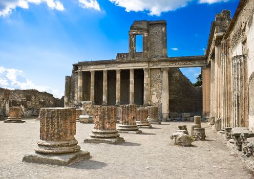 Roman ruins after the eruption of Vesuvius in Pompeii, Italy