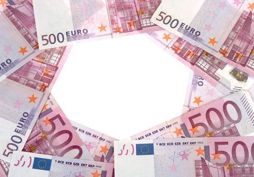 Circle of Euro banknotes with empty space in a middle