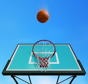 Basketball board on sky background