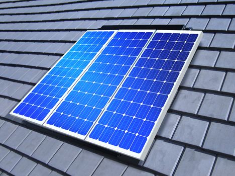 solar-cell array on the roof of private home