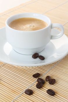White coffee cup with coffe