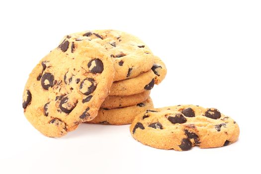 Biscuits with pieces of chocolate coating