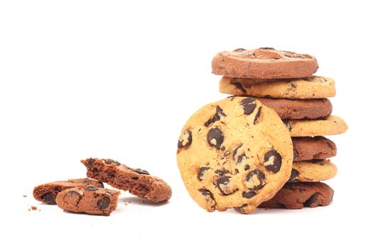 Biscuits with pieces of chocolate coating