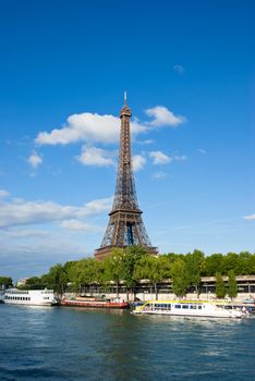 vertical view of the Eiffel Tower in Paris, France