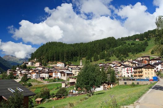 summer view of Pejo, small town in Val di Sole, Trentino, Italy