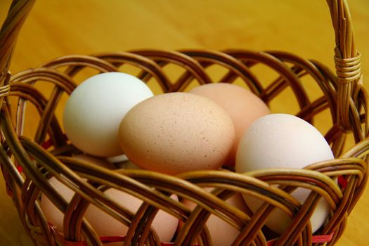 eggs in a basket on the table







e