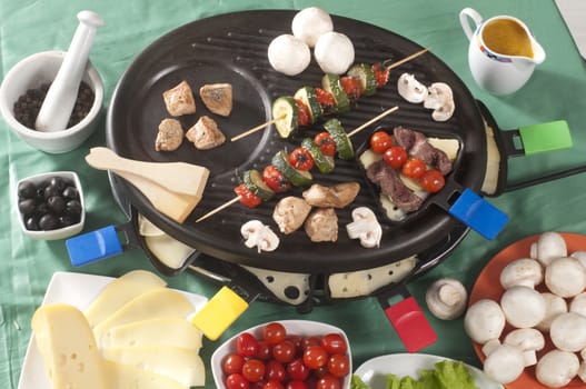 Grill Barbecue with fruits and vegetables