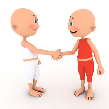 Little toons handshake. Deal, business agreement. Conceptual