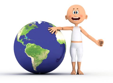 Toon guy and the earth. Environment concepts