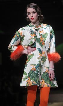 ZAGREB, CROATIA - MARCH 23: Fashion model wears clothes made by Borna and Fils on "CRO A PORTER" show on March 23, 2012 in Zagreb, Croatia.