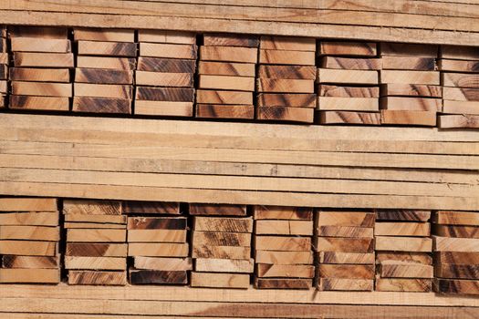 Pile of beech planks, horizontal shot