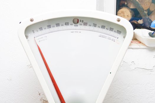 Vintage weight scales, closer view