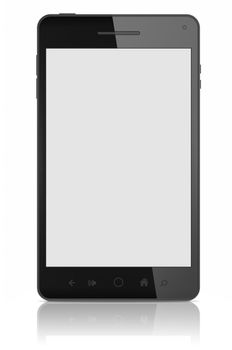 Modern smart phone with blank screen isolated on white. Include clipping path for phone and screen.