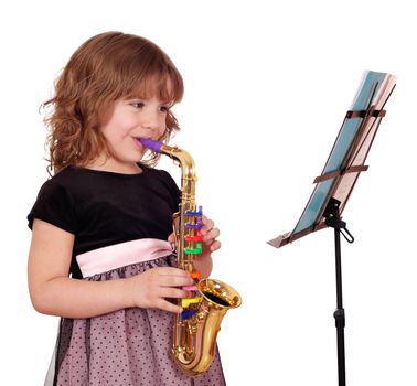 little girl with saxophone