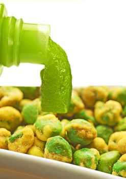 wasabi coated green peas