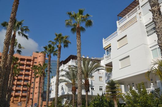 Spanish-style buildings in the town of Almunecar